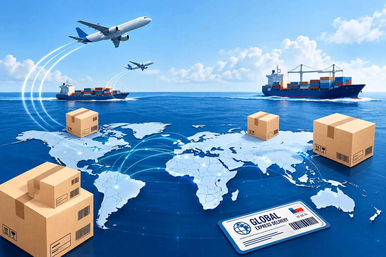 Transporte internacional aéreo y marítimo con distribución global